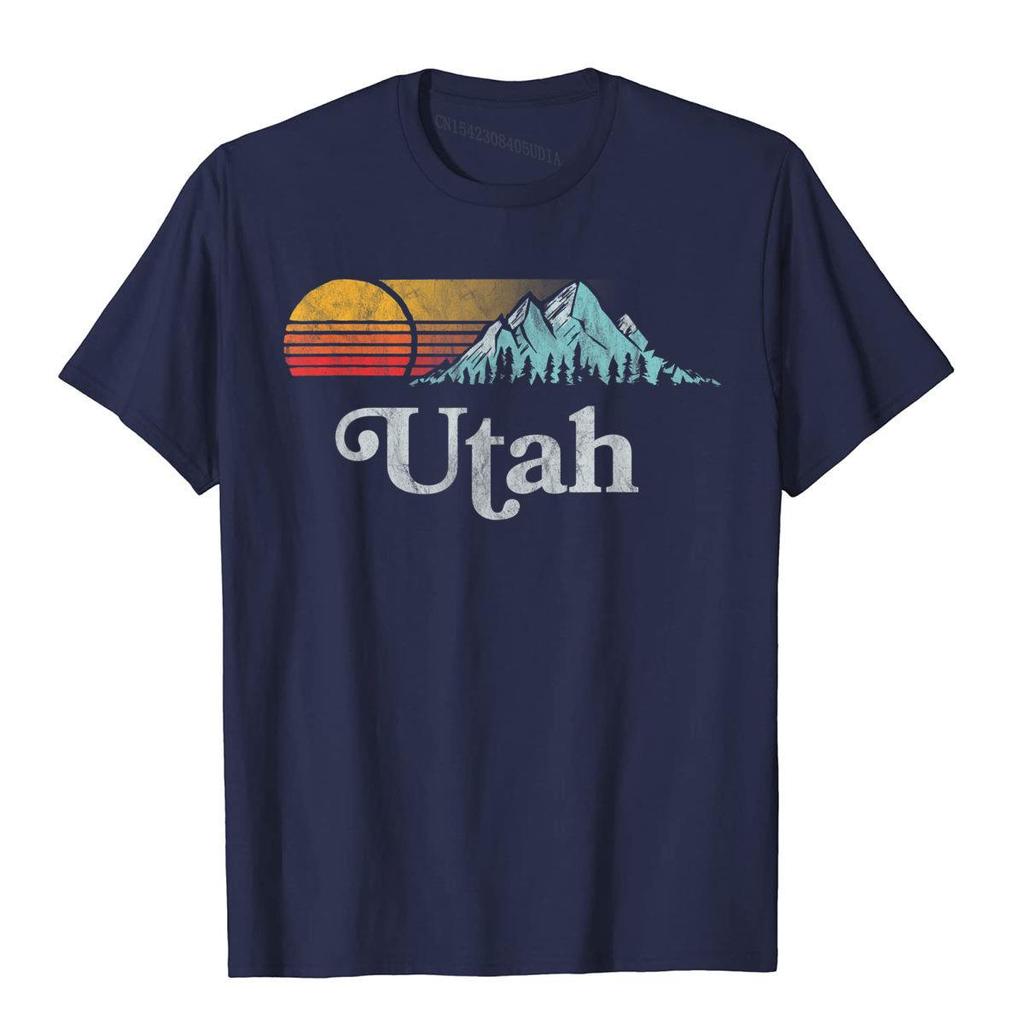 Utah Vintage Mountain Sunset Eighties Retro Graphic TShirt Special Cartoon T Shirt Cotton T Shirt For Unisex Japan Style
