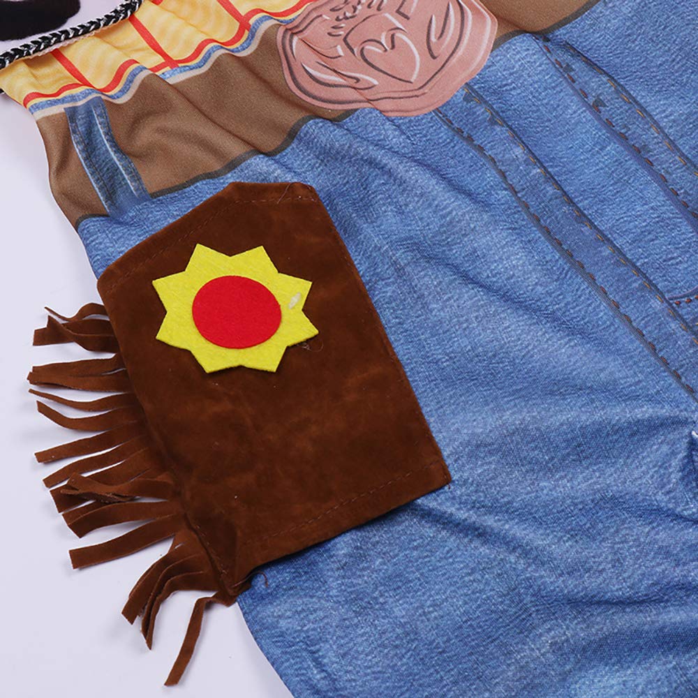 S&C Live cosplay Halloween Costume, Kids' Woody Costume for Boys, with Cowboy Hat, Bandana, and Yellow Floral Woody Costume, Perfect for Halloween,