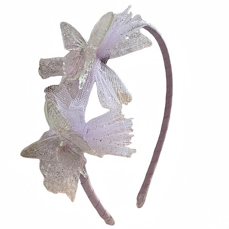 Spring Summer New Kids Hair Hoops Fairy Butterfly Tulle Headbands for Princesses Girls Sparkly Cute Hair Accessories Must-Have