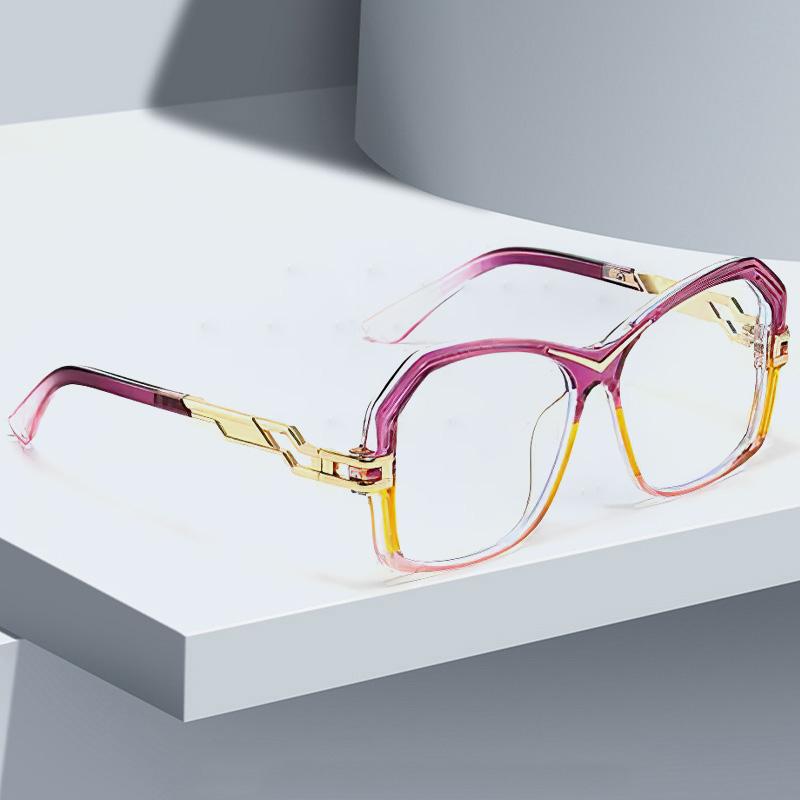Anti Blue Light Glasses Oversized Frame Transparent Lenses Glasses Unique Metal Chain Modern High-end Women Computer Glasses