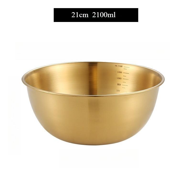 

Набір мисок з нержавіючої сталі Універсальний для локшини, супів та іншого 304 Нержавіюча сталь Ідеально підходить для приготування їжі, випічки, зберігання продуктів 21cm золотий