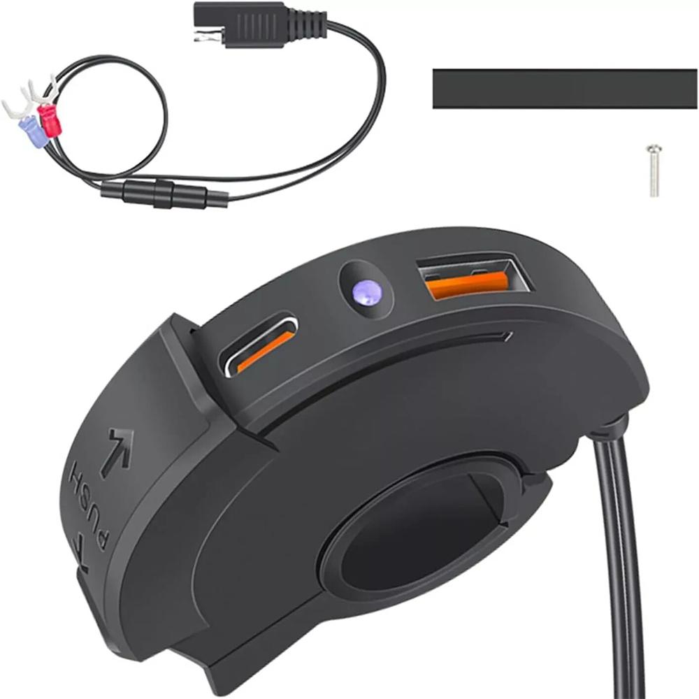 Motorcycle Dual USB Phone GPS Fast Charger Adapter Handlebar Mounting Charging