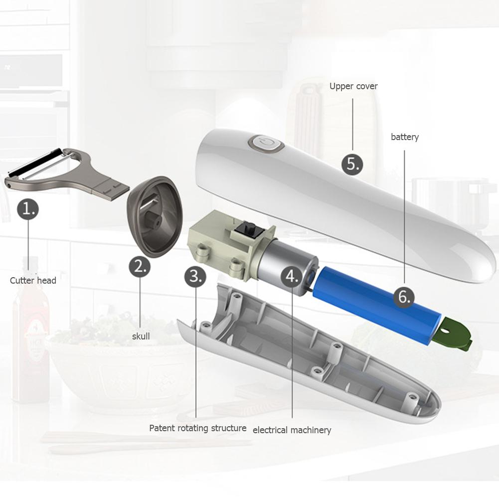 Mini Electric Peeler with 3 Cutter Heads Electric Peeling Machines USB Rechargeable Stainless Steel for Sweet Potatoes Tomatoes
