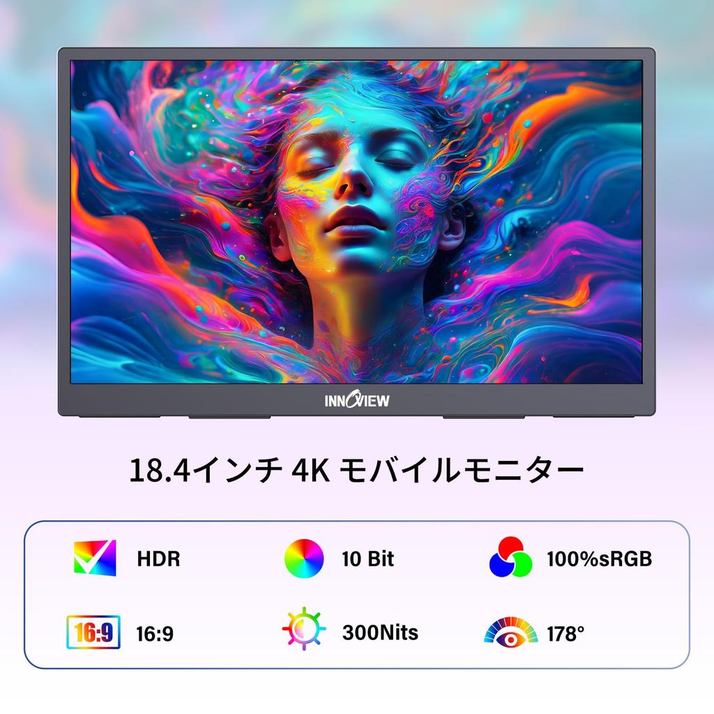 InnoView Mobile 4K UHD sRGB 60Hz Large Portable Gaming Matte IPS LCD HDR Blue Light Standard Wall Ideal for Business Meetings and Working from Home