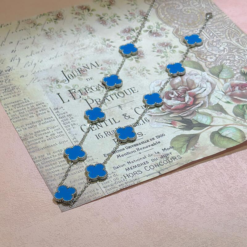 15MM High Version Ten Flower Four-leaf Clover Necklace 18k Double-sided Mother-of-pearl Four-leaf Clover Sweater Chain