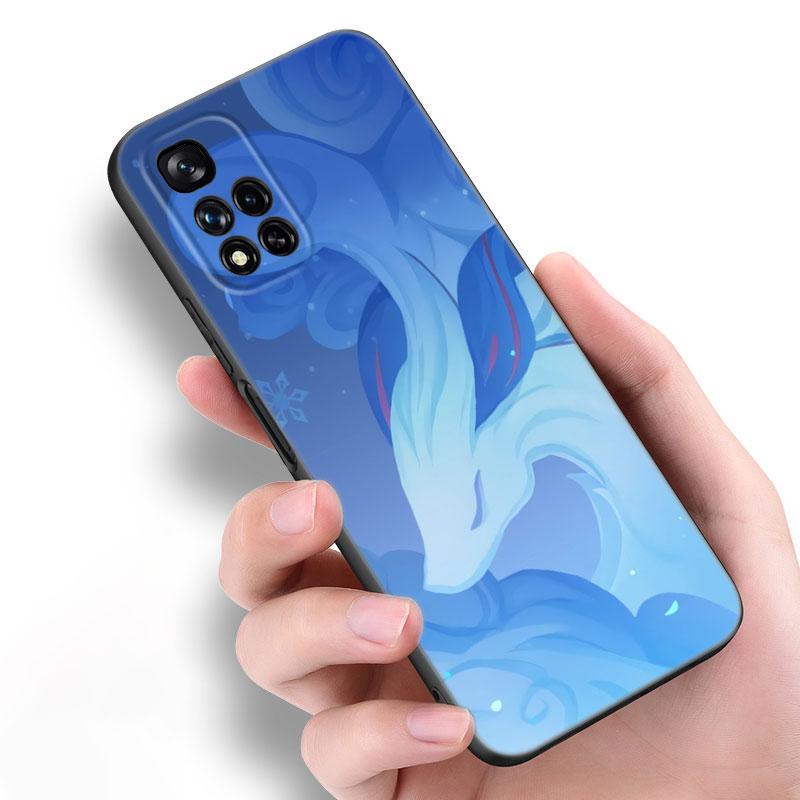Genshin Impact Logo Black Silicone Phone Case For Xiaomi POCO X3 X4 NFC F3 F4 GT F5 M3 M4 M6 X5 X6 Pro 5G C55 C65 M5