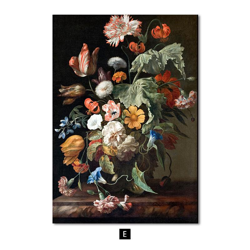 

Винтажный постер с растениями, цветами, пионами, холст, картина, настенные панно, скандинавский домашний декор, ваза, художественный принт, современное украшение для гостиной 60x90cm No Frame