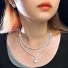 CMM Chic Dangle Drop Runde Zirkon 2 Schichten Mehrere Halskette Frauen Hochzeit Bankett Schmuck Sets Braut Kostüm Zubehör