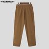 INCERUN Spring Men's Fashion Wide Leg Long Jogger Pants Solid Color Casual Loose Maxi Trousers Plus Size