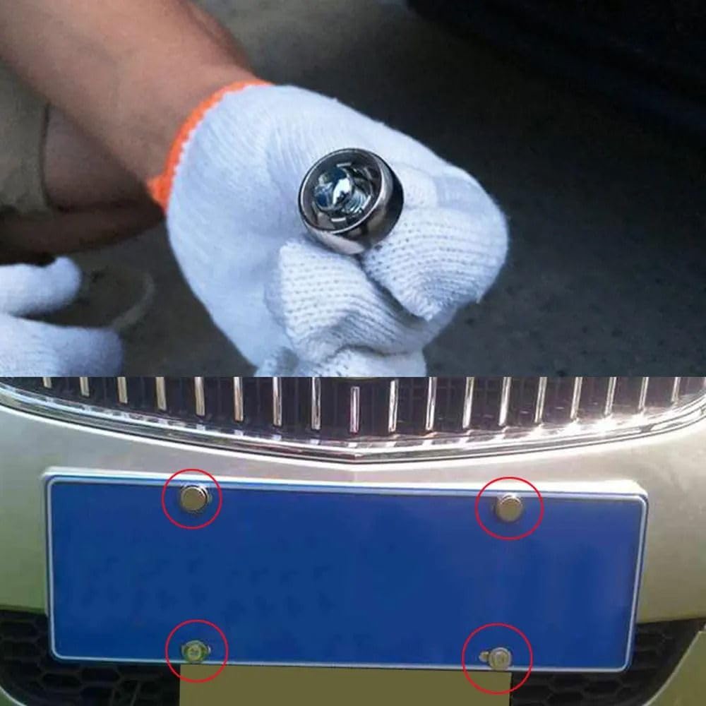 1 Set Chrome Anti-Theft Screws Car License Plate Bolt Frame Screws