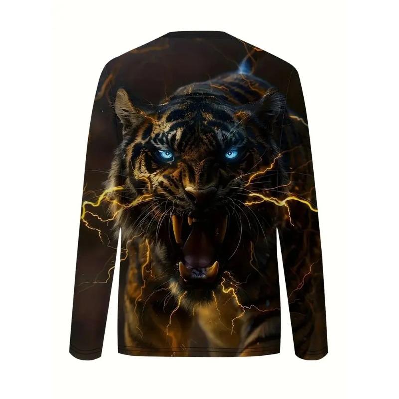 3D Printed Cool Tiger T-Shirt for Men Fun Animal Pattern Tees Summer Street Round Neck Tops Oversized T Shirts