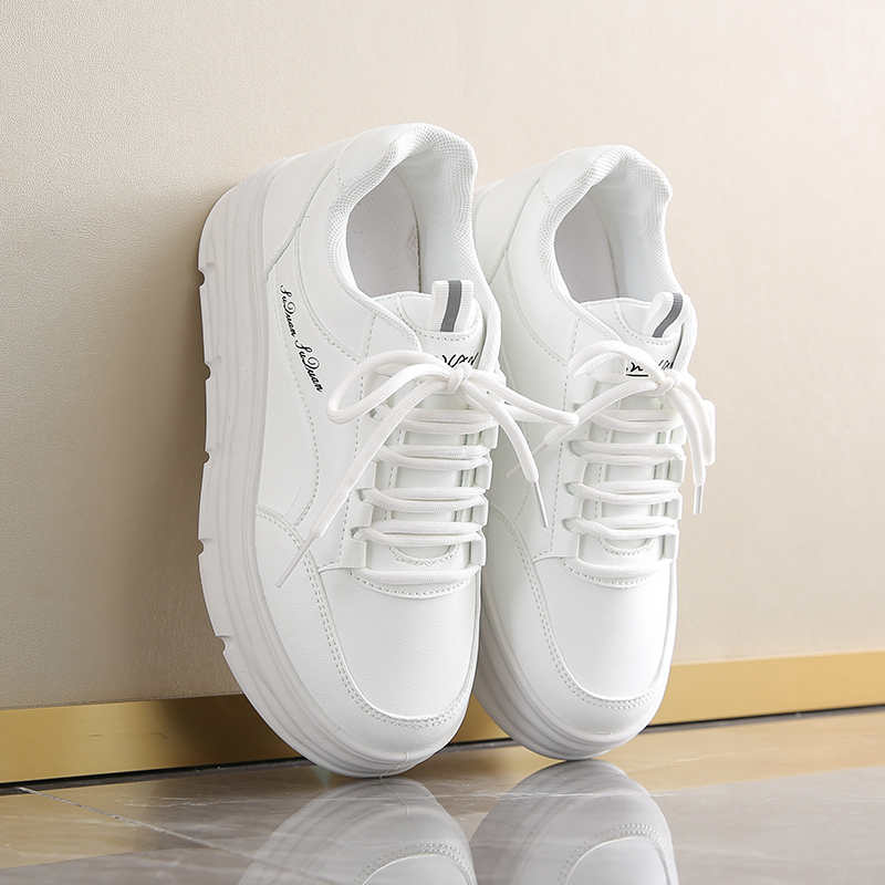 Fashion Spring Thick Sole White Women Shoes Woven Sneakers Size 50 Tenis 47 Sports Choes Fashion Industrial Sewing Practice Pretty