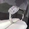 1pc Princess Square Cubic Zirconia Ring Women's Engagement Wedding Ring For Brides Evening Party Decor