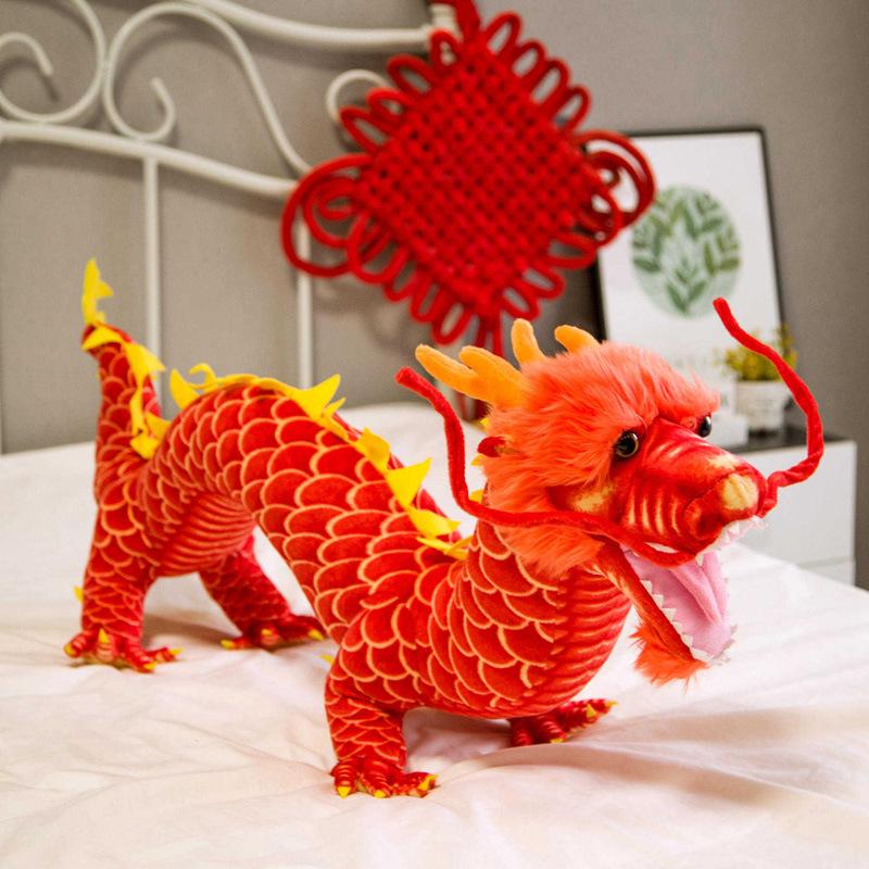 Simulation Dragon Plush Toy Chinese Dragon Doll Doll Doll Children's Zodiac Year of the Dragon Mascot Ornament