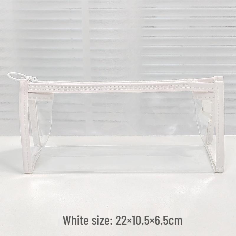 Transparent Multi-functional Pencil & Cosmetic Bag - Large Capacity, Waterproof, Student and Travel-Friendly 19.5 x 5.5 x 7.5 cm