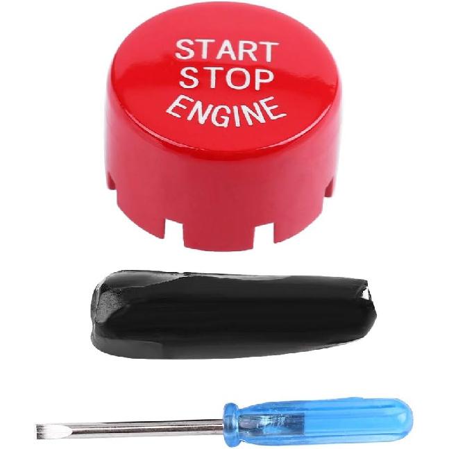 Push Switch Button, Engine Switch Cover, Car Engine One-Button Start Button Fitment for F30 G/F Disk Bottom with Start&Stop(Blue)