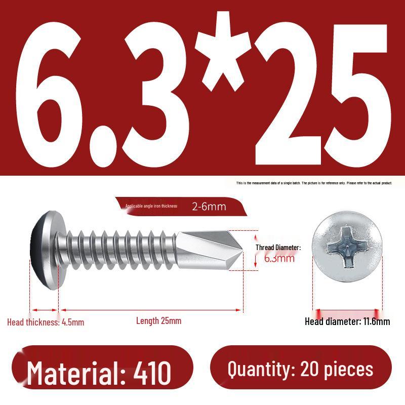Stainless Steel 304 Phillips Round Head Self-Drilling & Tapping Screws, M3.9/M4.8/M5.5 Swallowtail Bolts