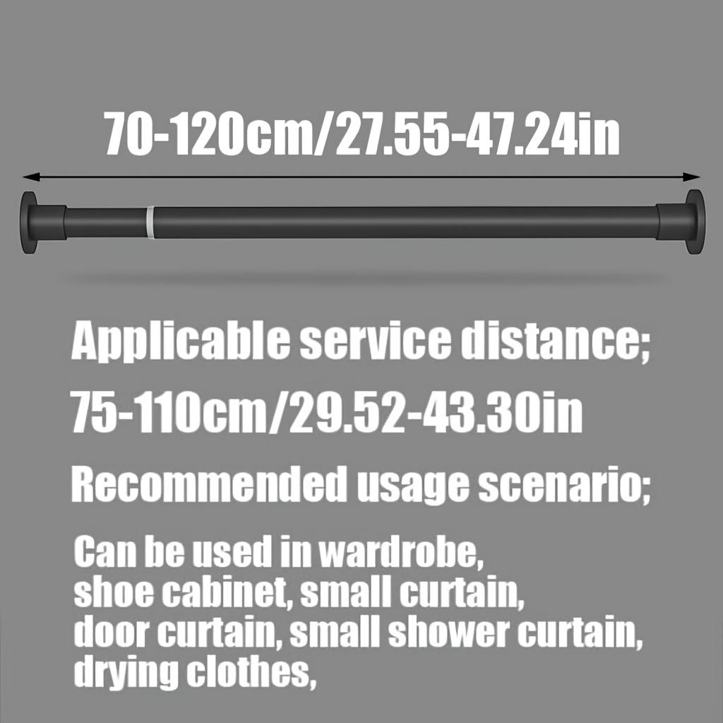 Adjustable Tension Curtain Rod - No‑Drill Extendable Spring Rod for Bathroom, Closet, Window & Doorway