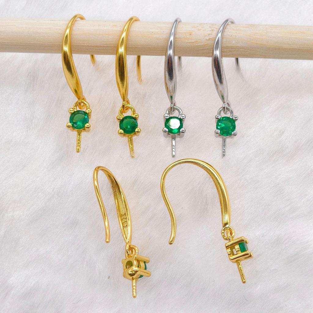 Sterling Silber S925 Ohrring-Rohlinghalter für DIY Jade-, Achat- & Bernstein-Schmuck