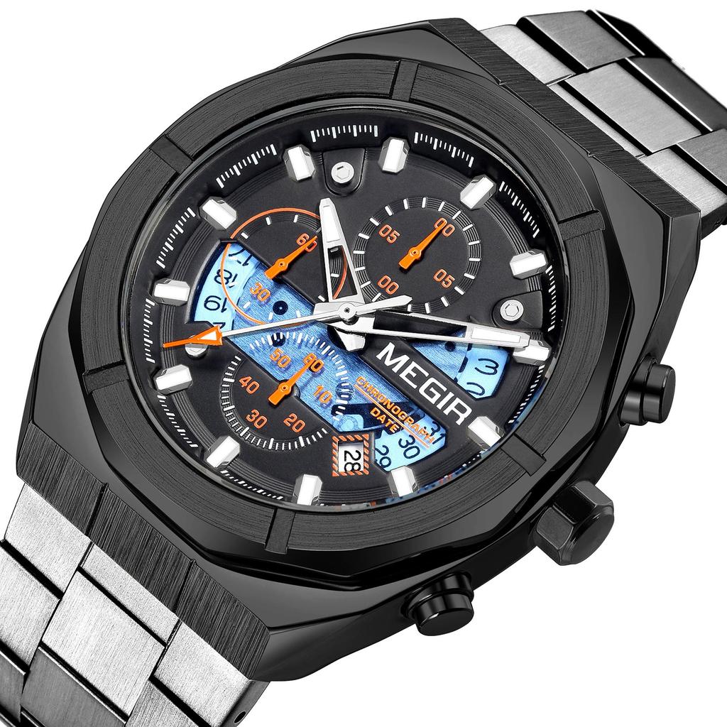 MEGIR Quartz Watches for Men Luxury Casual Business Wristwatch with Chronograph Waterproof Luminous Auto Date Reloj Hombre 2225