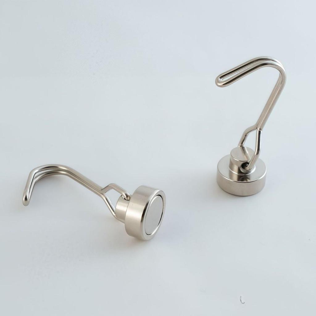 Neodymium Iron Boron Magnetic Hook: Strong, Round, No-Drill Refrigerator Magnet.