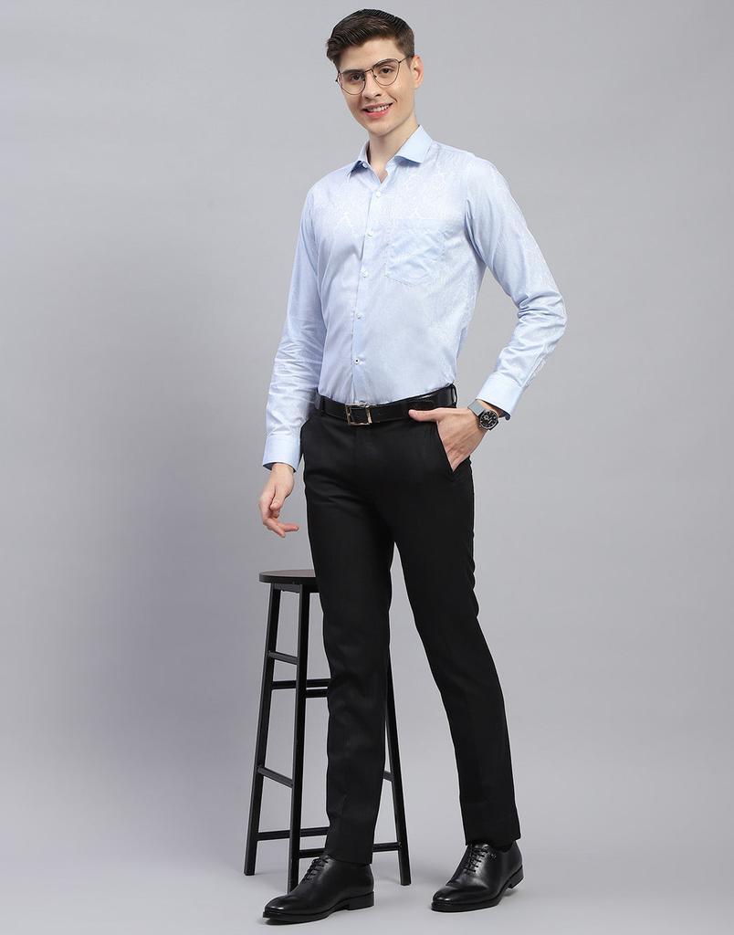 Monte Carlo Men Regular Fit Blue Shirt