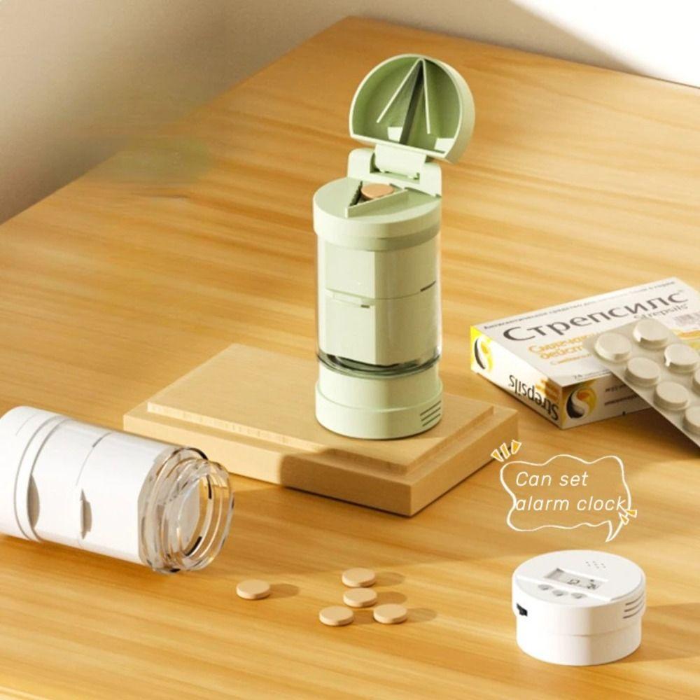 

with Timer Pill Box with Brush Pill Cutter Portable Pill Grinder Travel