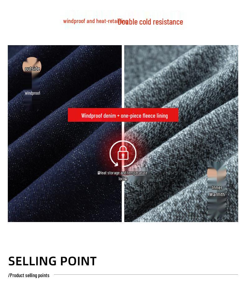 Women's High-Waisted Slimming Fleece Jeans - Cuffed One-Piece, Winter 2024 Casual Fashion