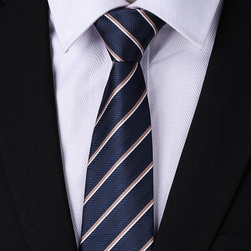 Men'S Blue Business Dress Tie Wedding Groom Work Korean Version Zipper-Style No-Beater Tie Gift Box