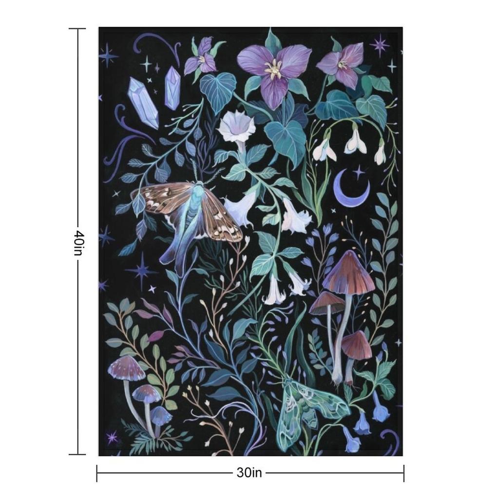 Night Garden Moth Throw Blanket Multi-Purpose Heavy Decorative Hairys Blankets