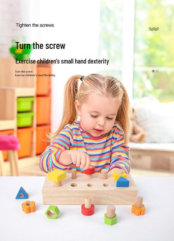Educational Wooden Toy: Develop Cognitive & Fine Motor Skills with Colorful Nut-Shaped Pegs