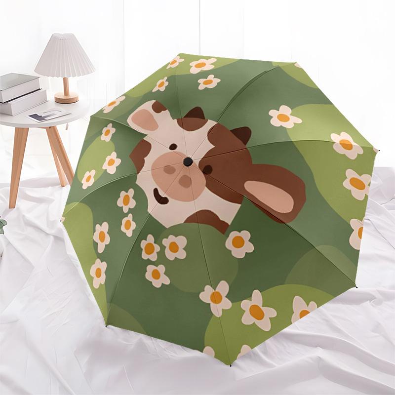 1pc Cow Daisy Automatic Open/Close Umbrella with One Touch Button,, Windproof Design   Lightweight Portable Umbrella for Women & Men6083
