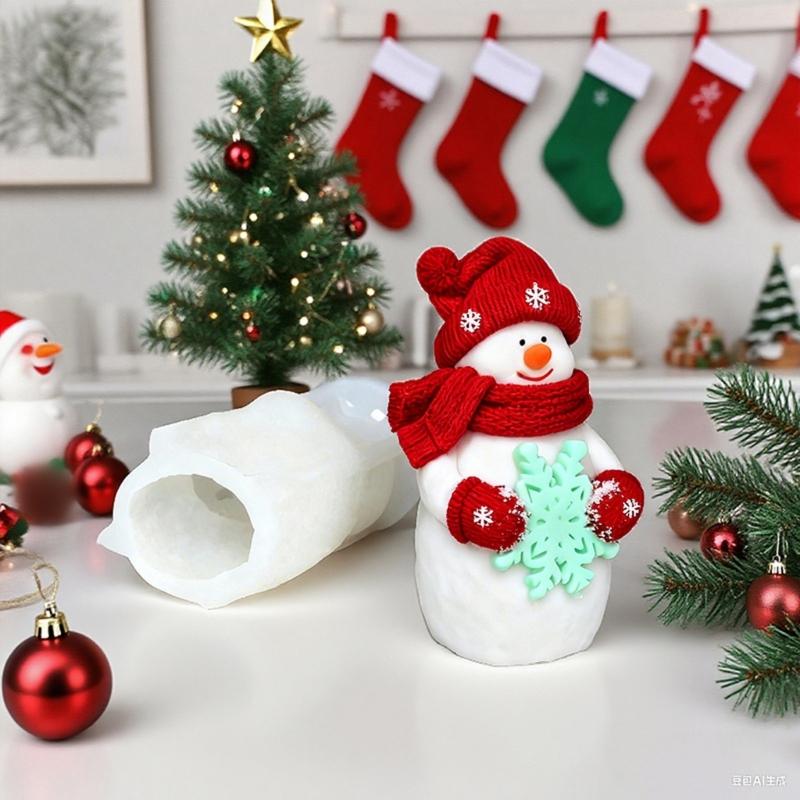 Reusable Food Grade Silicone Candle Mould for Snowman Shape Candle Soaps Chocolates Art