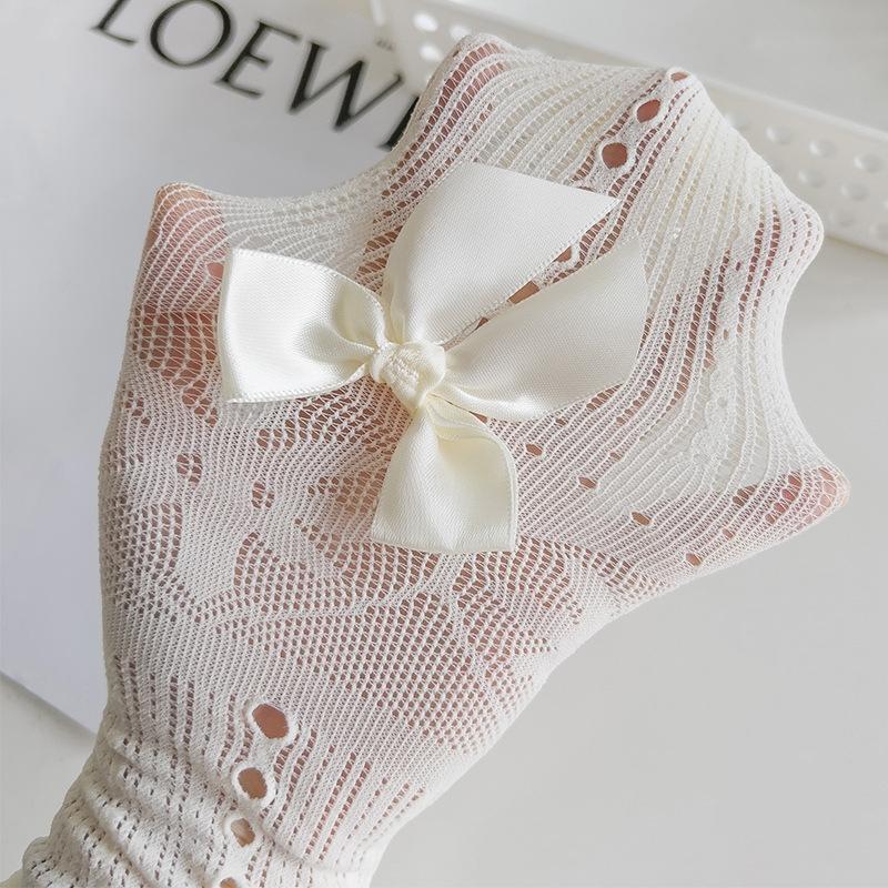 Kids Tight For Girls Solid Color Lace Bow Hollow Out Pantyhose For Children Cute Thin Breathable Legging Summer Sweet Stocking