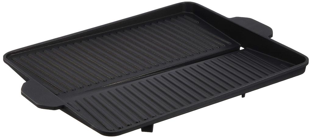 Ishigaki Grilling 37cm X 26cm X Delicious and Healthy Grilling Plate for Portable Gas with Grooves for Draining Excess for Korean 3562 Plate, Black,