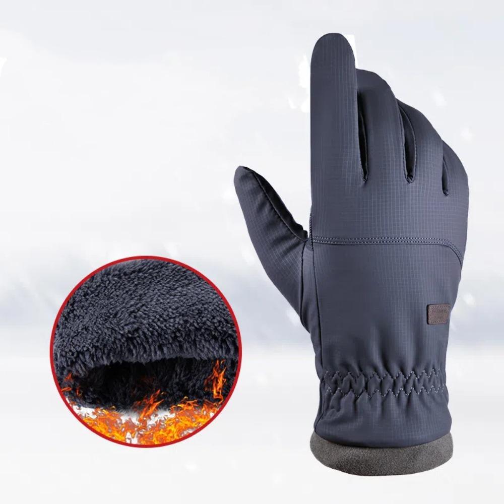 PP Cotton Male Anti-cold Mittens Drawstring Rope Plush Thickened Gloves Waterproof Mittens Cycling