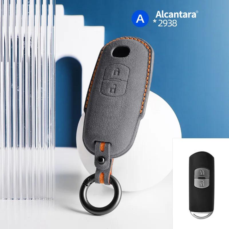 Interior Mouldings Alcantara Car Key Smart Remote Case Cover Shell For Mazda 2 3 6 Cx3 Cx5 Cx7 Cx9 Mx5 2 Buttons Keychain Access