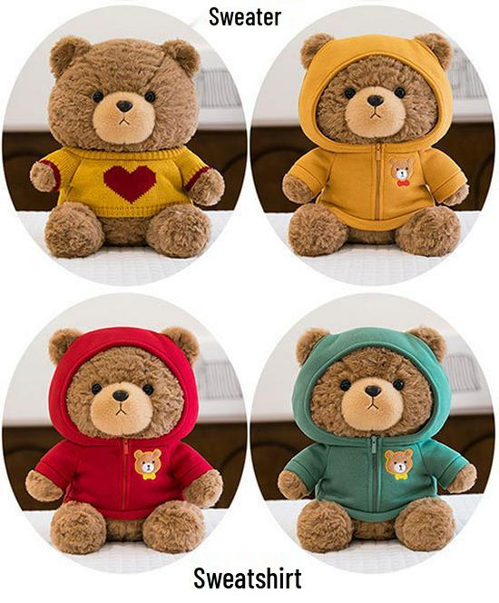 Cute Soft Sweater Bear Plush Toy - Children's Cozy Sleeping Pillow & Cuddly Doll