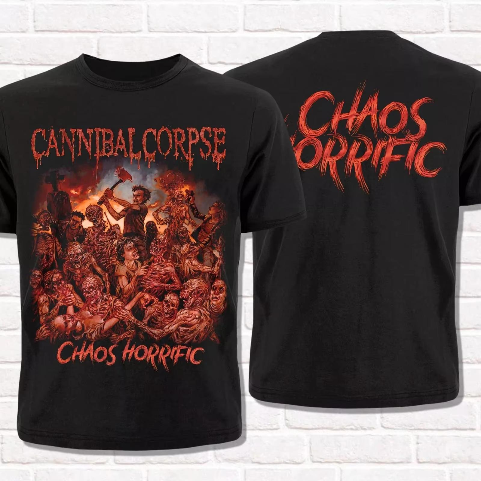 Cannibal Corpse Черная Футболка Chaos Horrific 2023 Брутальный Death Metal Футболки Топы Унисекс Хлопок Короткий Рукав Хай-стрит L