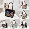 Elephant Embroidered Canvas Handbag With Dual Handles For Casual Daily Use