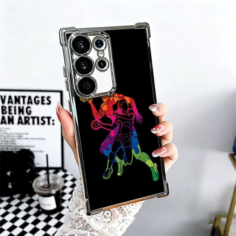 

Handball Sport Plating Phone Case For Samsung Galaxy S24 S25 FE S26 Edge S23 Ultra S22 S21 Plus S20 Anti-Fall Airabag Cover Samsung S22 Ultra