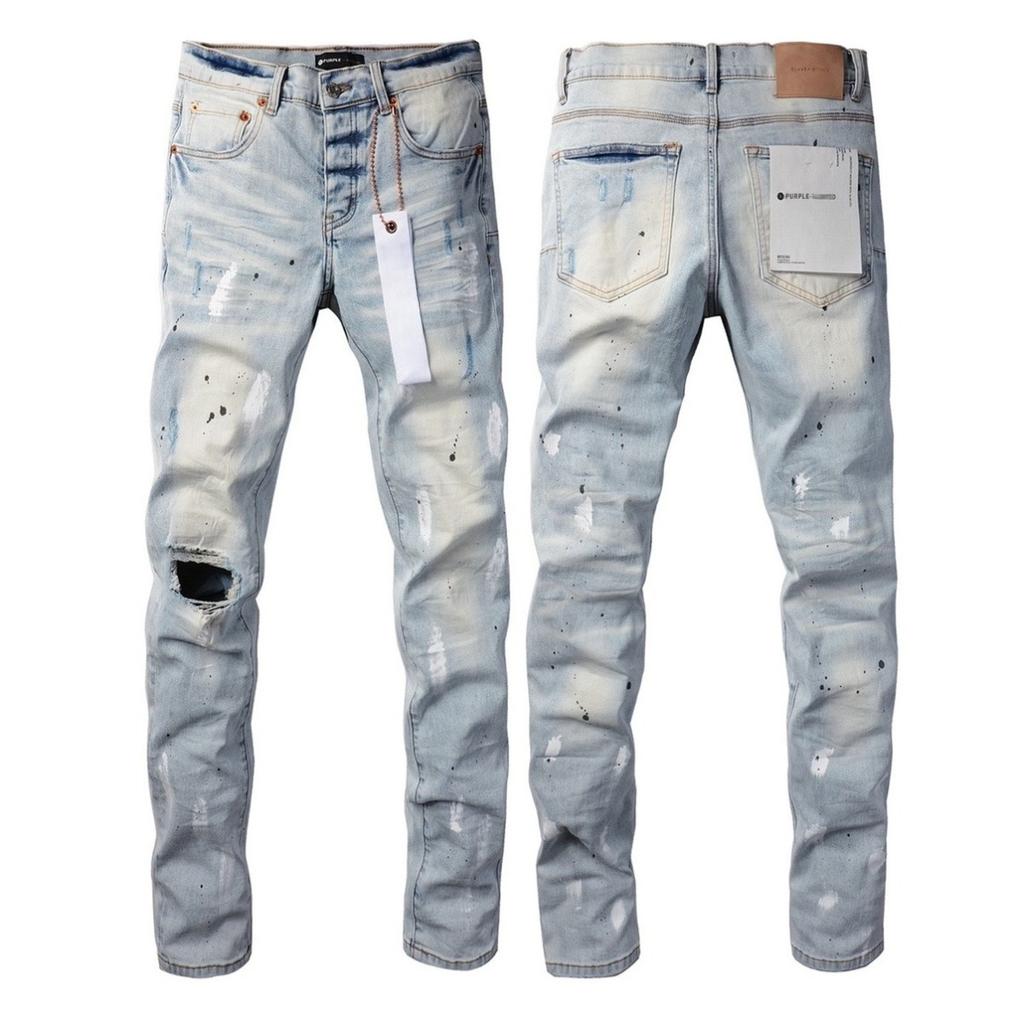 BeatStreet American High Street Jeans Fashion Trends Distressed Light Blue Patchwork Stretch Skinny Button Fly Ripped Jeans Pants Brand