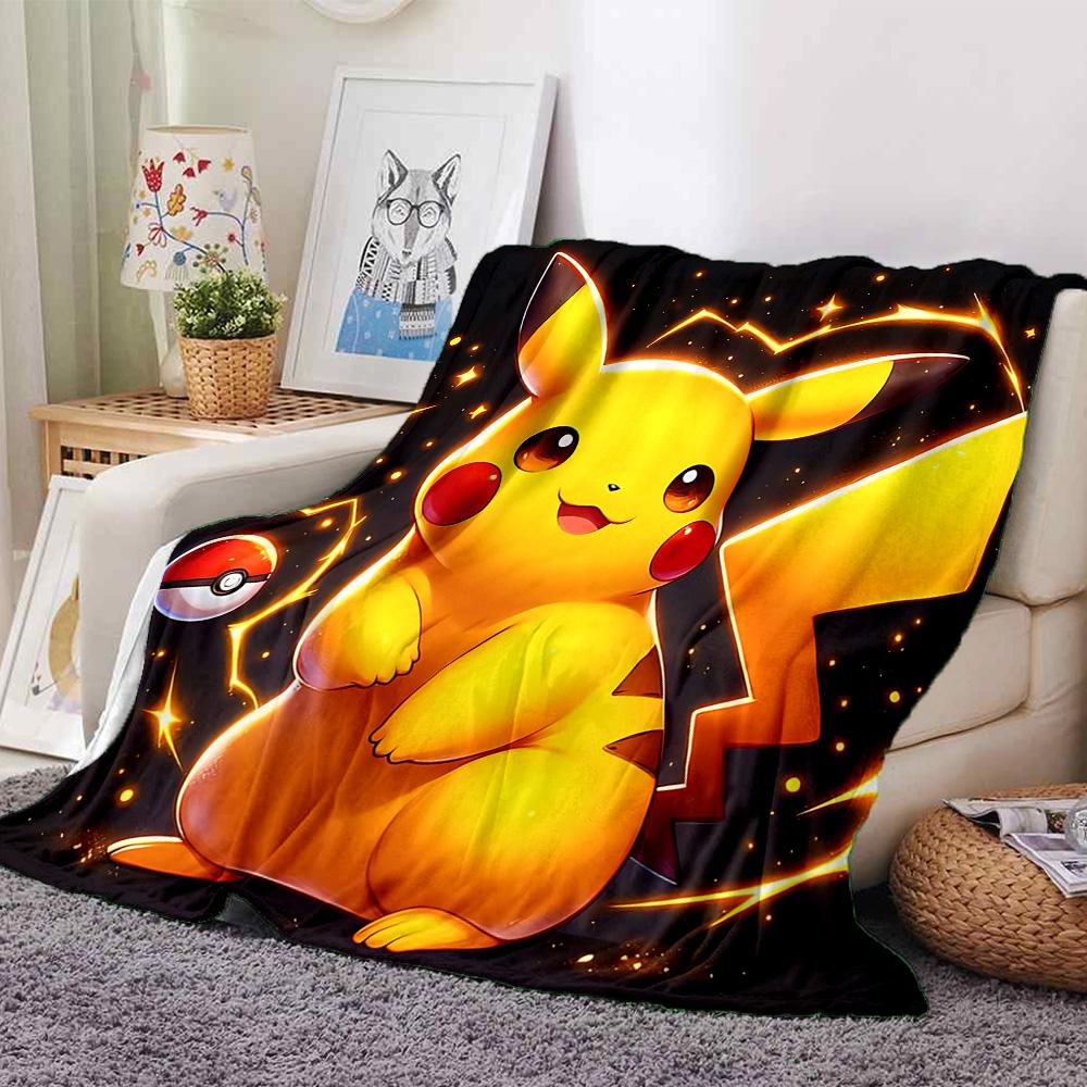 1pc Pokmon Adventure Begins Flannel Blanket,Ultra Soft Warm Plush Throw for Home Bedroom Bed Sofa Cover Camping Picnic gift Y72428