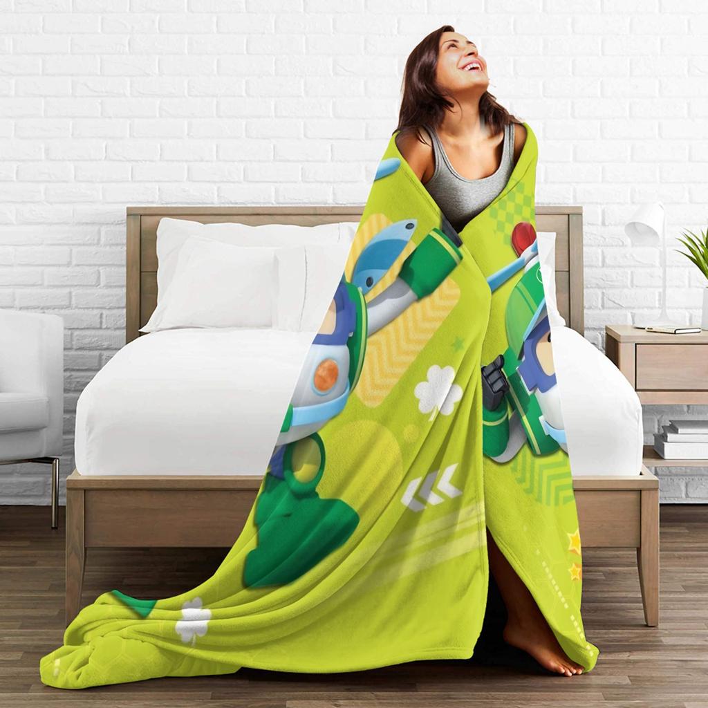 R-Robocars P-Polis Flannel Blanket Helly Awesome Throw Blanket For Bed Sofa Couch 150*125Cm Bedspreads,