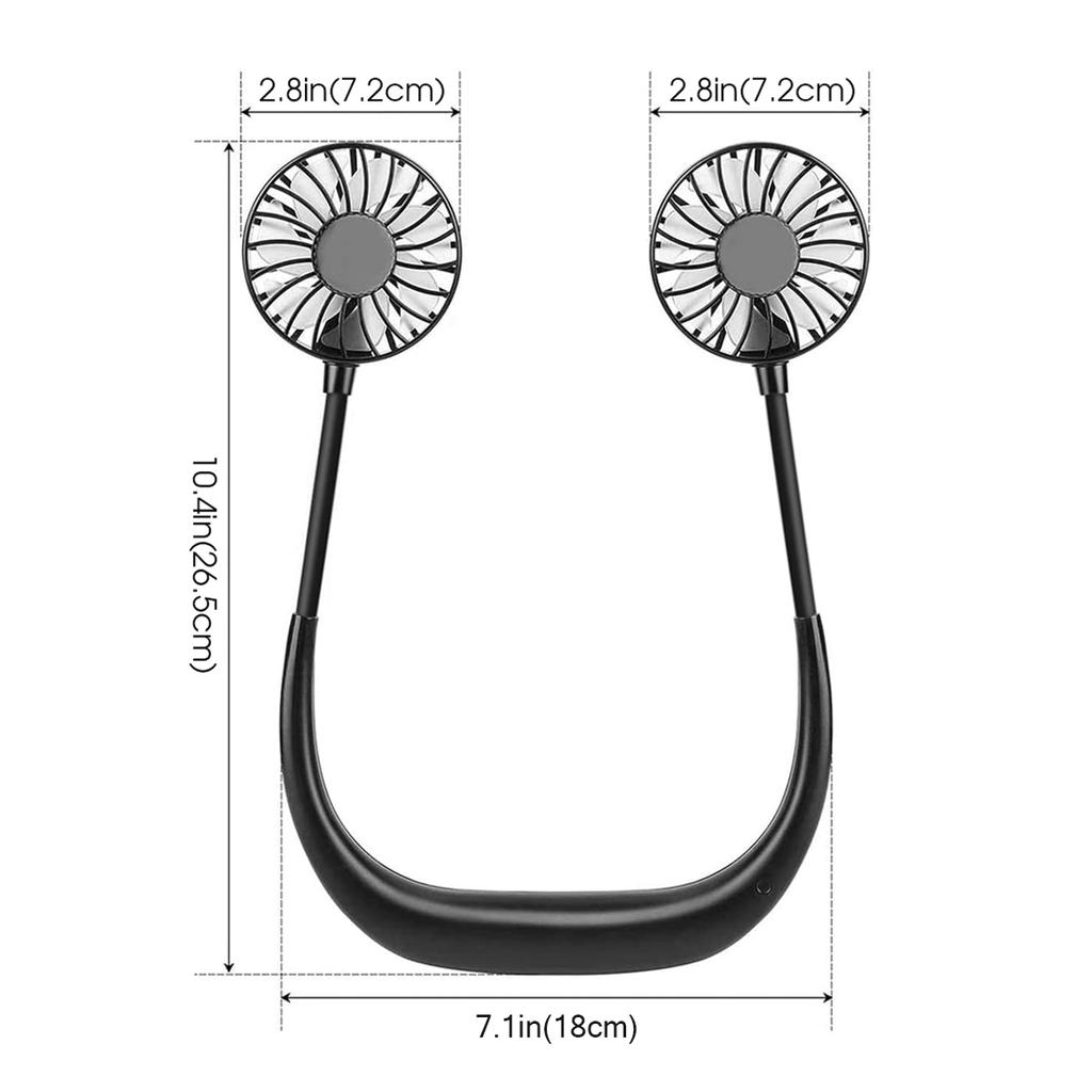 Neck Fan Rechargeable 1200Mah 3 Speeds Hands Free Wearable Fan Portable Personal Cooling Fan For Travel Outdoor