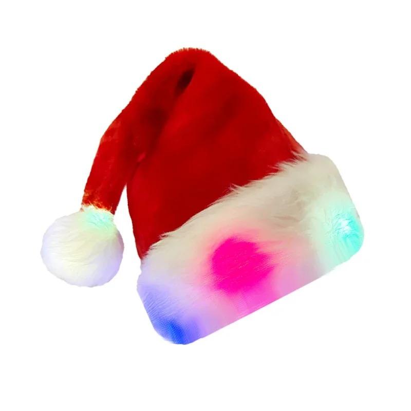Adults Kids Christmas LED Light Hats Non-woven Fabric Santa Claus Xmas Hats Cap Merry Christmas New Year Party Decoration Gifts