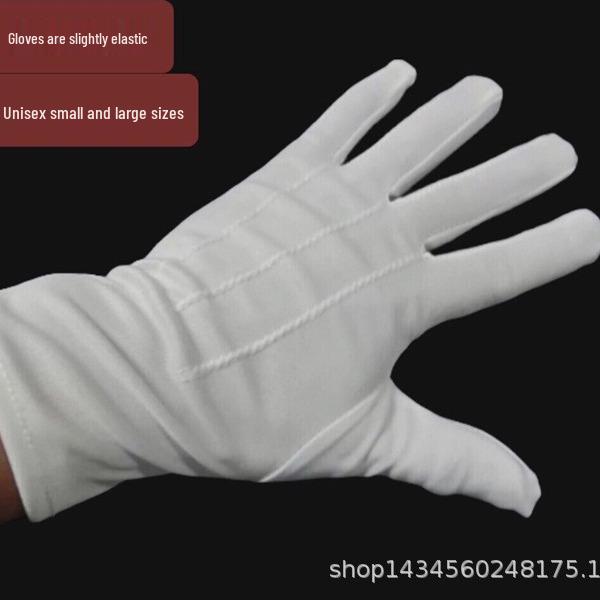 Unisex White Polyester Work Gloves: Three-Ribbed, Nylon Acrylic, Inspection, Thickened, Wear-Resistant.