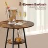 Industrielles Bartisch-Set mit 2 gepolsterten Hockern, Fußstützen, Metallrahmen, Küchentisch mit Regal, Rustikales Braun