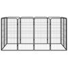 VidaXL Dog Playpen 12 Panels Black 50x100cm Powder-Coated Steel Enclosure 3115959