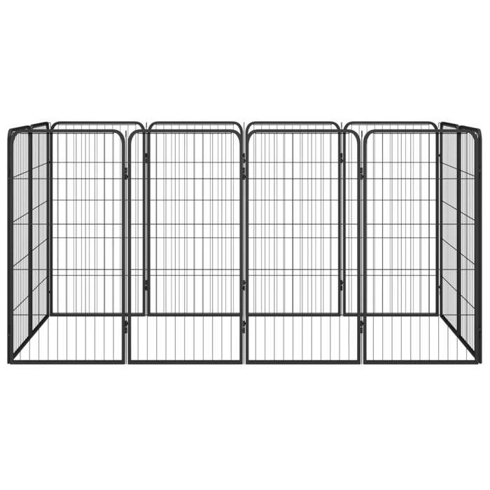 VidaXL Dog Playpen 12 Panels Black 50x100cm Powder-Coated Steel Enclosure 3115959
